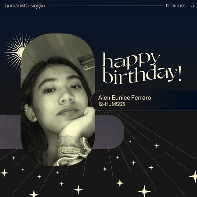 HUMSS_5's tweet photo. Better late than never! Belated happy birthday, @aieneunice! Wishing you all the happiness in this world and we hope that you had a blast. ✨ Sana pagpalain ka ng pitong library EME! Baka naman may driving skillz reveal naman diyaaaaan. https://t.co/Lqpfxv7lgr