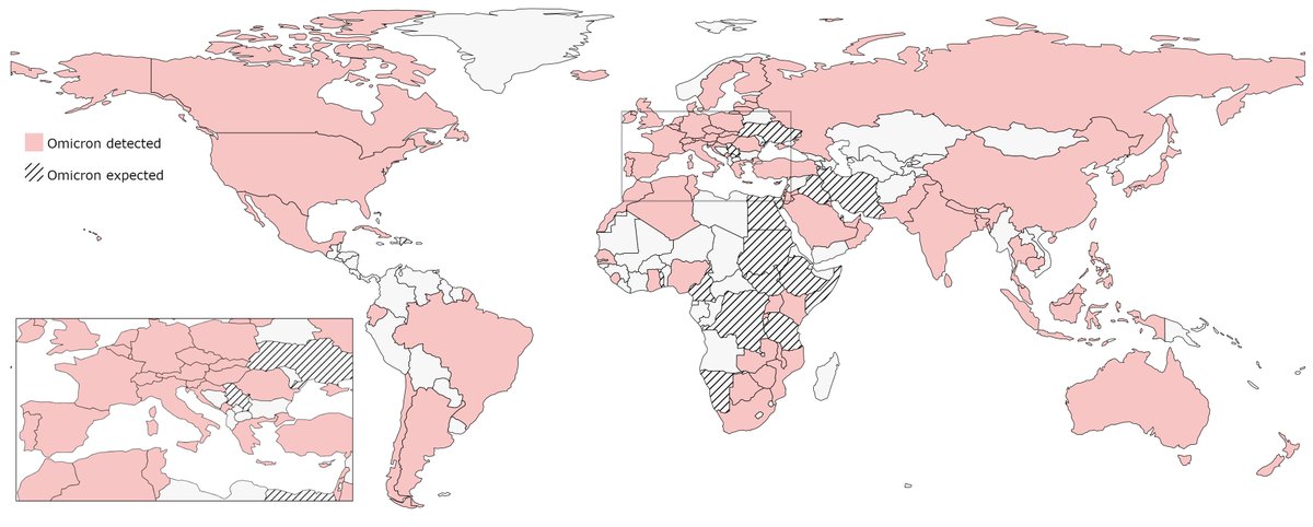 #Omicron update: 92 countries confirmed cases (17.12.2021). We use our formerly introduced import risk of omicron and identify countries that most likely have omicron but missed detection.
Engl.: covid-19-mobility.org/reports/import…
Deutsch: covid-19-mobility.org/de/reports/imp…