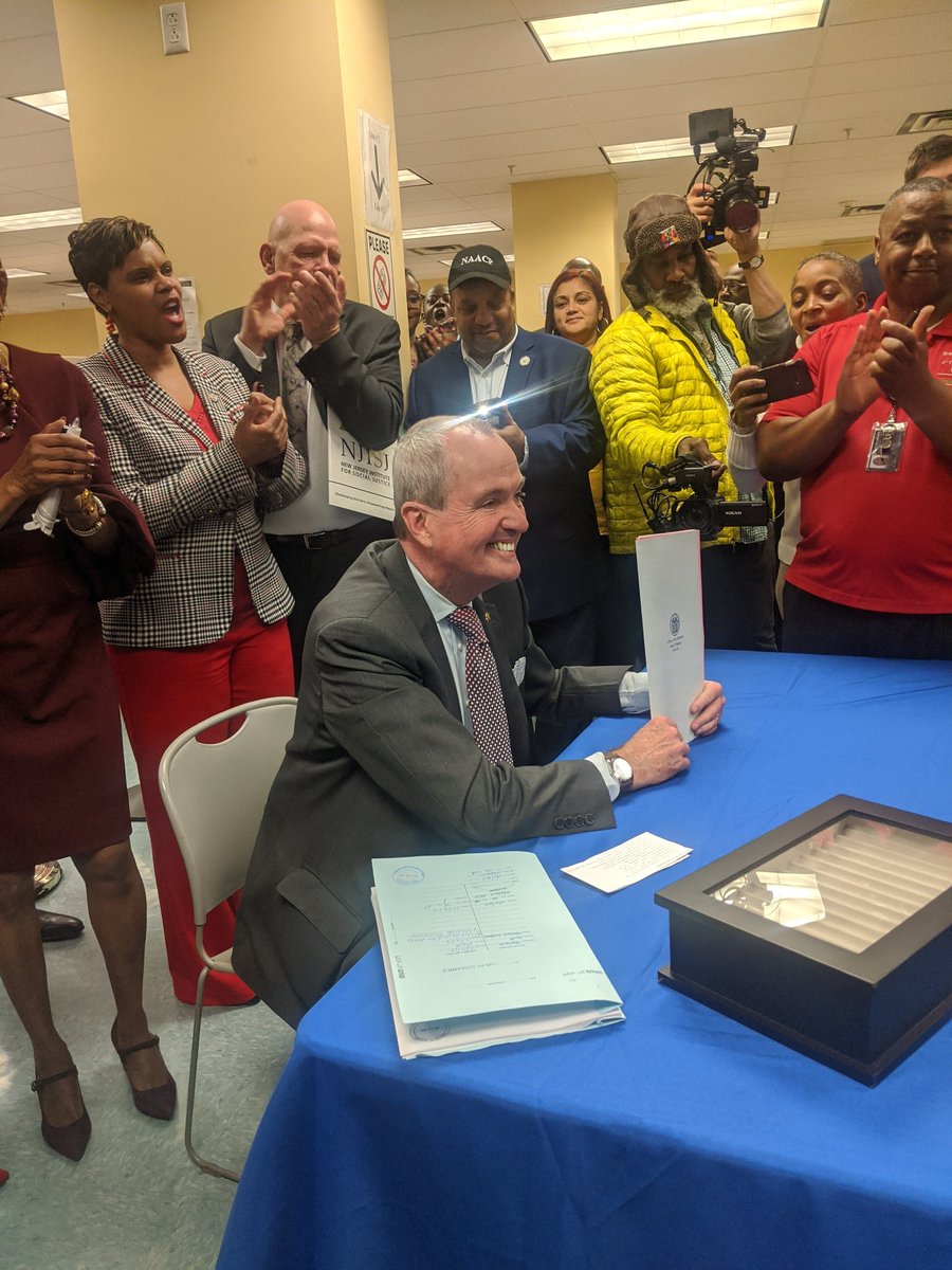 Two years ago, <a href="/GovMurphy/">Governor Phil Murphy</a> signed the law restoring voting rights to people on parole and probation. Here he is with legislative champions <a href="/shavondasumter/">Shavonda E. Sumter</a> &amp; <a href="/SandraBCunningh/">Sandra B. Cunningham</a>

83k people, including my colleague <a href="/rwp46/">Ron Pierce</a>, had their right restored. 

#1844NoMore