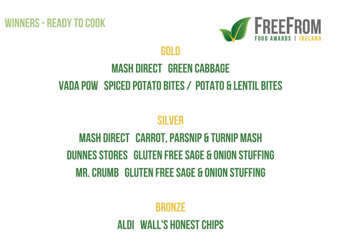 Winners of the 2021 FFFAI - Ready to Cook! The category that keeps on giving; a Judges favourite. A very strong category with a lot of products that might make lives on #freefrom diets easier. #fffai #glutenfree <a href="/Aldi_Ireland/">Aldi Ireland</a> <a href="/mashdirect/">Mash Direct</a> @mrcrumbstuffing <a href="/dunnesstores/">Dunnes Stores</a> <a href="/vadapow/">#VADAPOW</a>