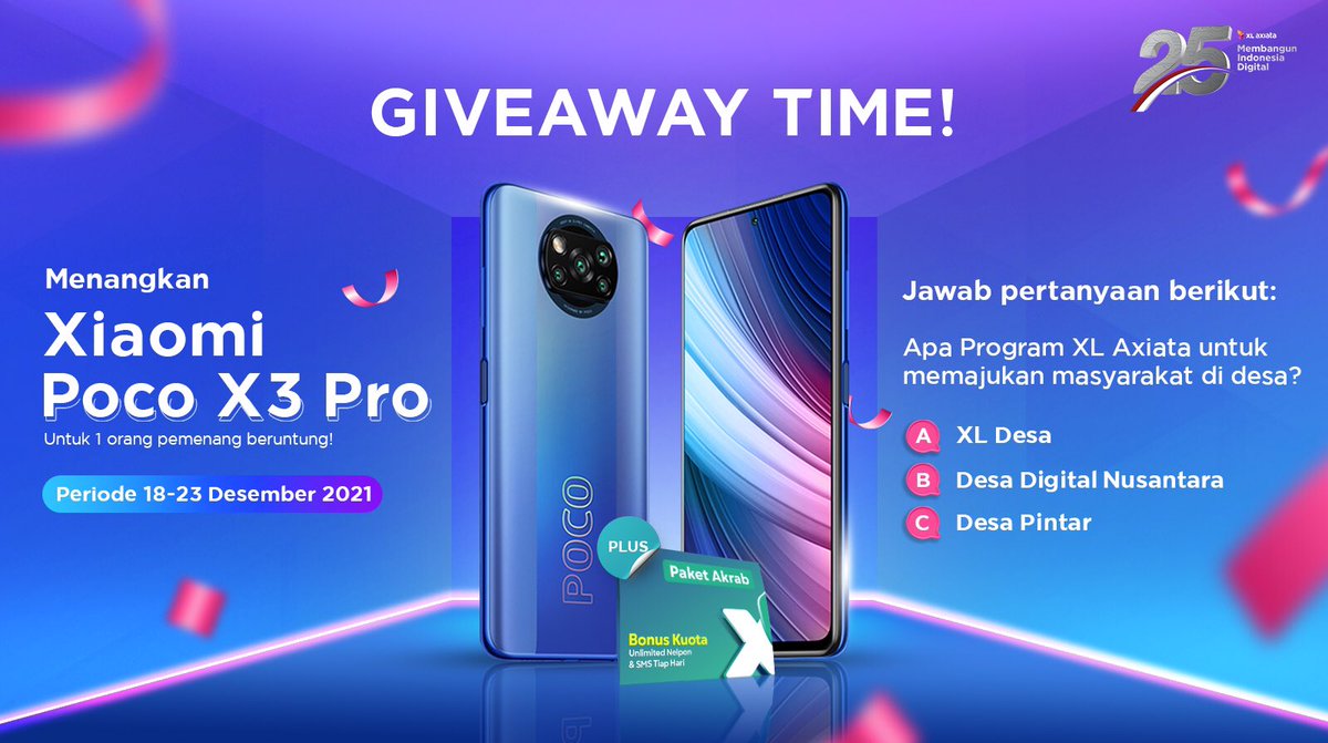 XLSMART's tweet photo. 🚨GIVEAWAY!🚨

Ada smartphone buat kamu! Followers setia XL Axiata pasti bisa jawab 😁

Langsung ikutan dengan cara:
1. Follow @xlaxiata_tbk
2 Jawab pertanyaan di kolom reply sebanyak-banyaknya
3. Gunakan hashtag 
#JadiLebihBaik
4. Like &amp; Retweet untuk tanda kamu berpartisipasi https://t.co/VKPn3TWd78