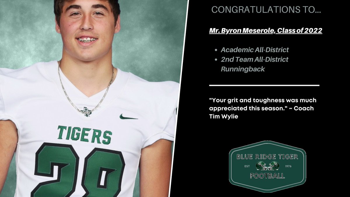 Blue_Ridge_FB's tweet photo. Congratulations to Senior, Byron Meserole! #Value #TPW #TEAMme https://t.co/v9aYTwg8Bb