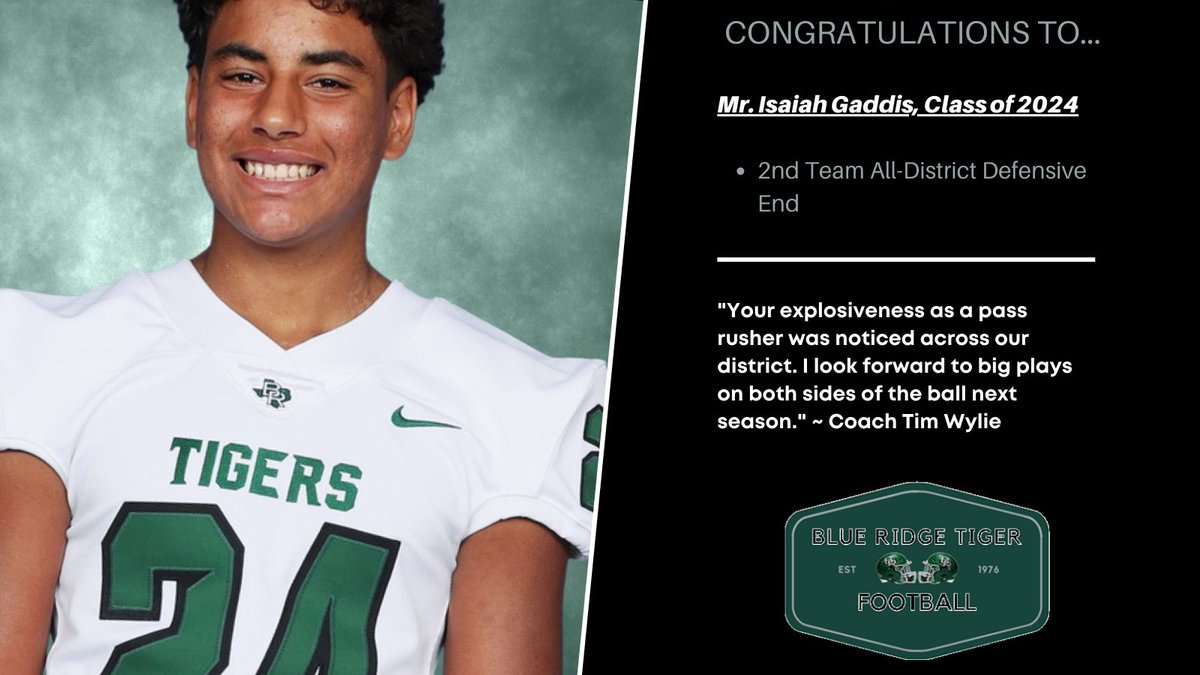 Blue_Ridge_FB's tweet photo. Congratulations to Sophomore, Isaiah Gaddis! #Value #TPW #TEAMme https://t.co/2cnWqJSFMT