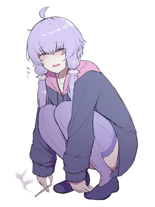 煙草を吸う格好良いゆかりさんは描けないからだらしないゆかりさん描きました 