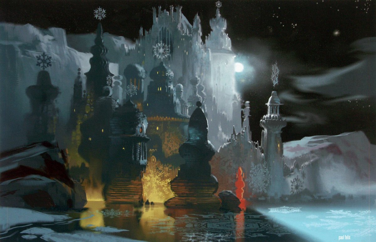 ani_obsessive's tweet photo. Concept art by Paul Felix for The Snow Queen (unreleased), Walt Disney Feature Animation

Felix made these pieces for one of Disney's many attempts to adapt the Snow Queen fairy tale -- years before it all crystallized as Frozen https://t.co/GJ2TJQvZ17