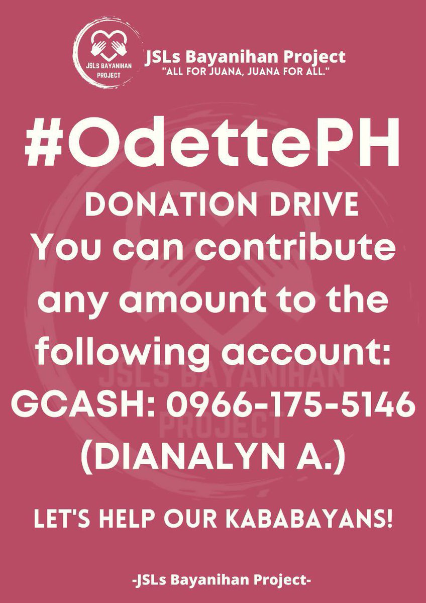mserinlouisse's tweet image. DONATION DRIVE BY: ATE J AND JSLS BAYANIHAN PROJECT

#WeHelpAsOne
#OdettePH 
#Odette 

PLEASE, PRIORITIZE YOUR SAFETY!!