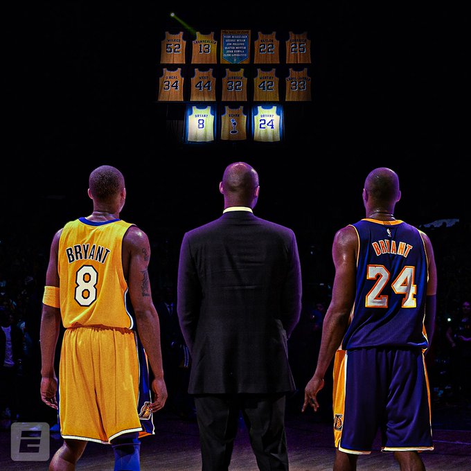 4 years ago today! The Lakers retire Kobe Bryant's No. 8 and No. 24 jerseys,  and the stars witness Mamba's night of glory! - laitimes
