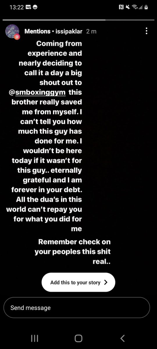 VERY very humbling this..
A lad I came across now turned his life around.
Its not about me I am far from perfect, however my point in sharing is that every bit we do to help others can really change and save a life..