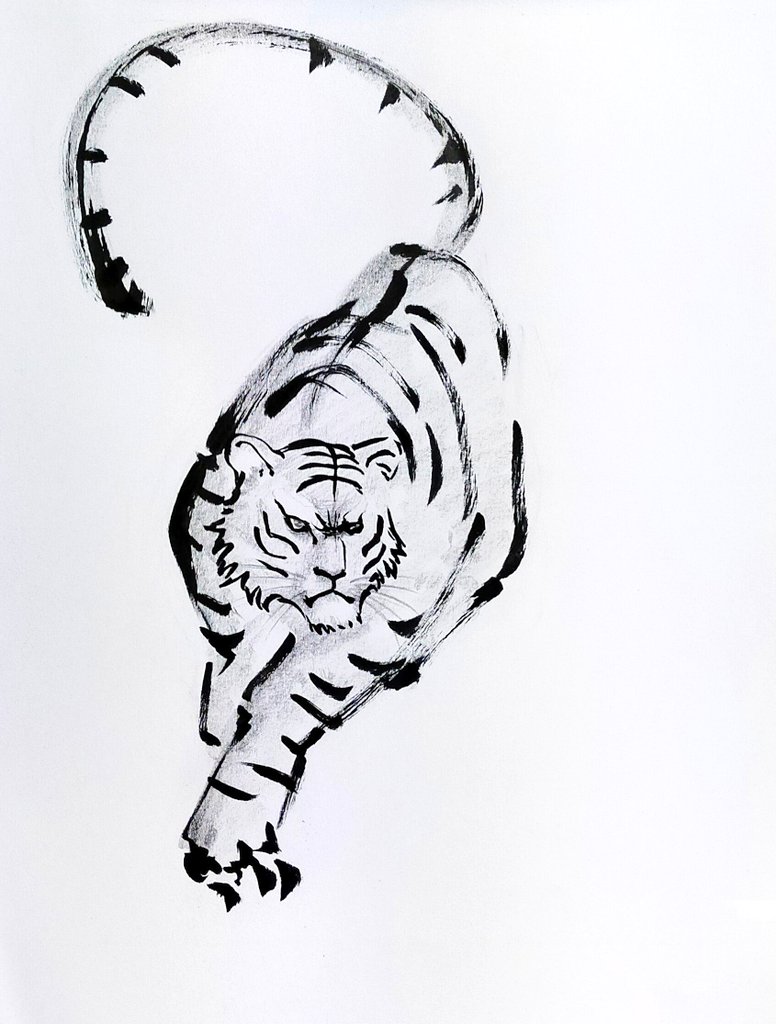 Ipenju Wagaseha 筆ペン教室で虎の描き方を教えてきたけど皆さん中々苦戦していた そして来年は人物編に入る予定 筆ペン 筆ペンイラスト カルチャーセンター Illustration Art 虎 T Co Pghi5ijaek Twitter