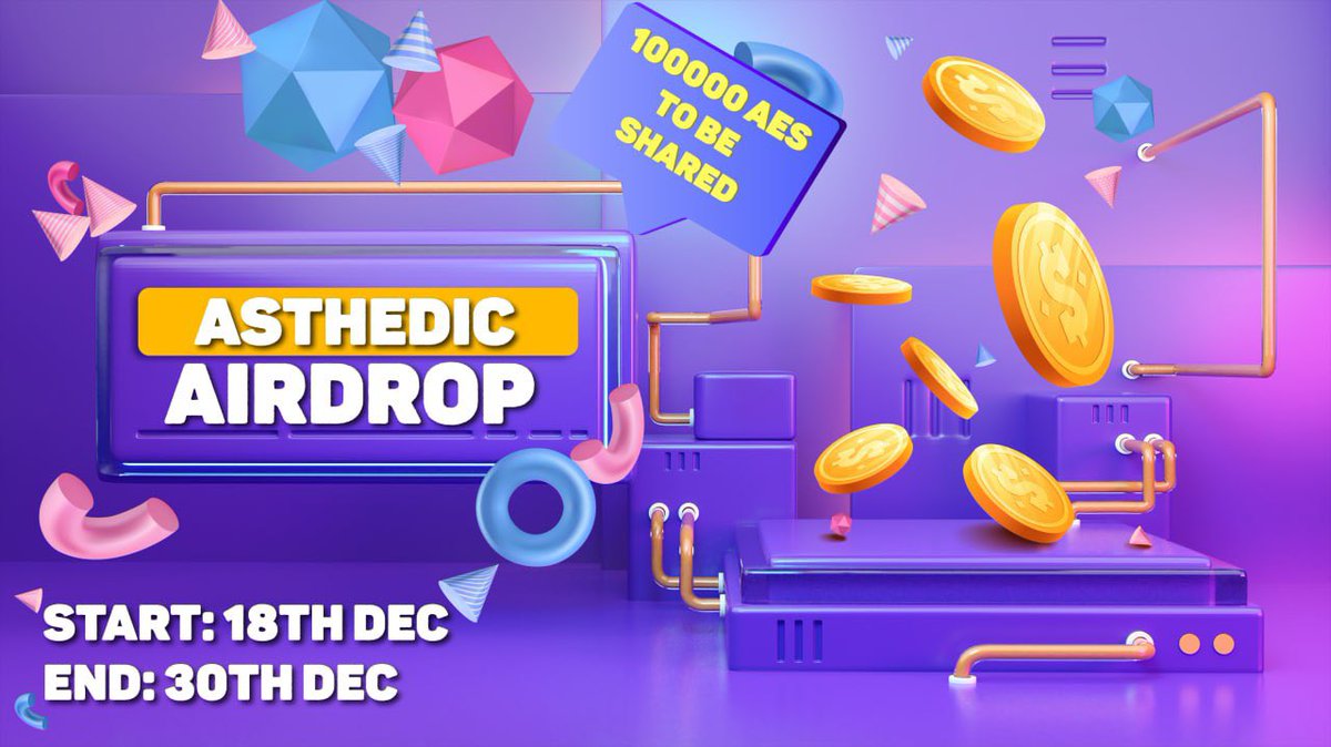 —AES CHRISTMAS AIRDROP—
🎁Prize pool of 100,000 AES to be dropped
⏰ Start: Dec 18th, 2021 
⏰ Close: Dec 30th, 2021

👉 Join here: t.me/AsthedicAirdro…
⭕️ Restart the bot to join if you had entered our previous airdrop.
#Asthedic #AES