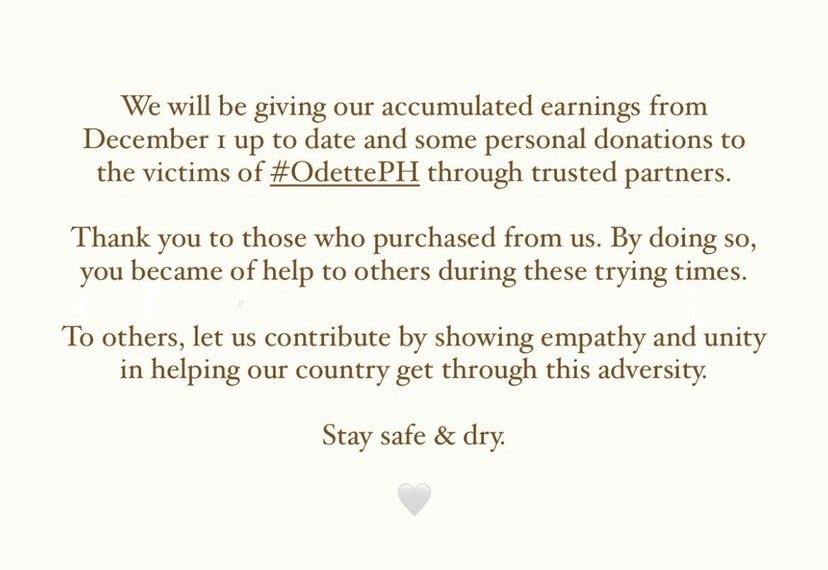 lknwcart's tweet photo. hi bns peeps! posting this here to reach a wider audience but my irl’s small clothing business is donating 100% of their sales (from 12/1 - present) to those affected by the typhoon odette ☻ so if you’re interested you may check out their instagram: @dilagclothingph https://t.co/eI2CX7sVK7