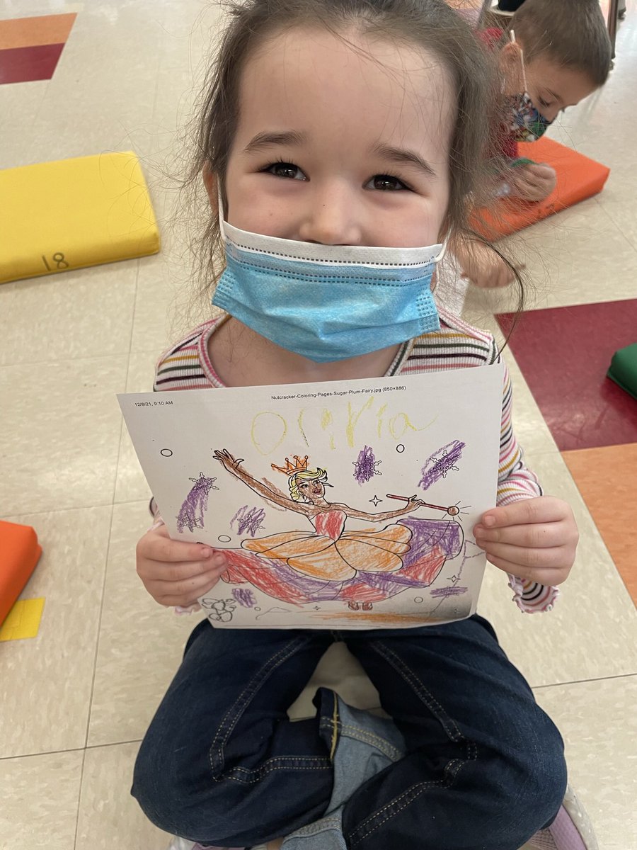 gfelemmusic's tweet photo. Kinders in Miss Elder’s class colored pictures of characters from “The Nutcracker” after a month-long study of the music and story. 🎵🎄#firststepsinmusic #firststepswiththenutcracker https://t.co/BTfRc80AYs