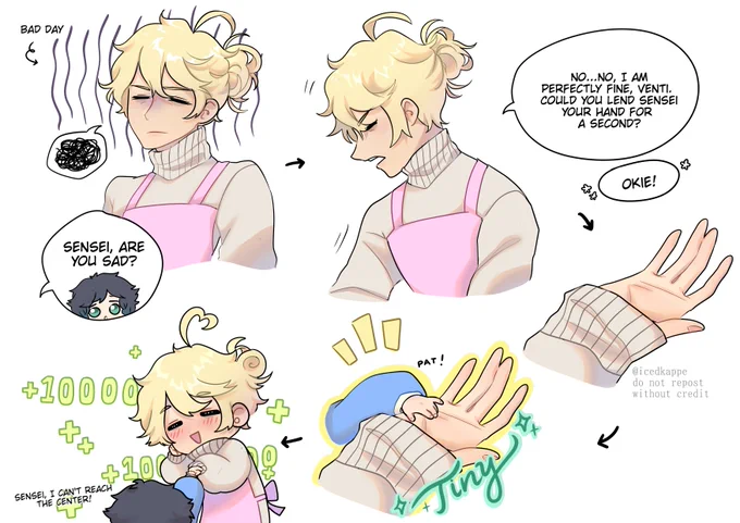 oh the human urge to commit crime for the soft and small
#GenshinImpact #Aether #Venti #KindergartenAU 