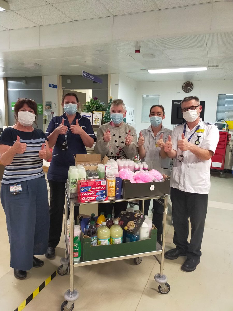 BecOakley's tweet photo. Some of the doctors and nurses at Addenbrookes ward D7 with our donation from Sawston community store for the patients who are unable to have visitors and are in need of essentials for their stay there. Such respect for those in the NHS 💚@mycoopfood @SamJThompson26 https://t.co/0xWoWIrWwc