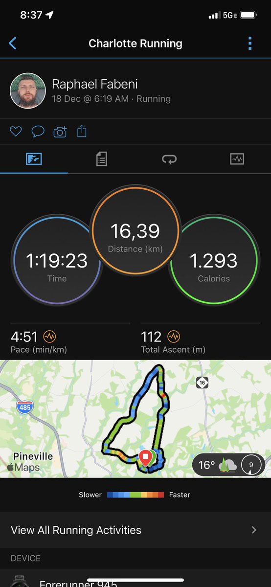 Hoje foi dia de subida e descida com garoa aqui em Charlotte. Feliz com o treino! <a href="/devhealthy/">devhealthy</a>