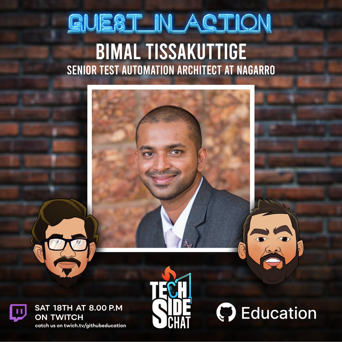 TechSideChat's tweet photo. We are live with Bimal Tissakuttige, a senior test automation architect at Nagarro and having a TechSideChat. Catch us on https://t.co/TpFupeEFVZ

#TechSideChat #GitHub #GitHubEducation https://t.co/kL05JmJui1