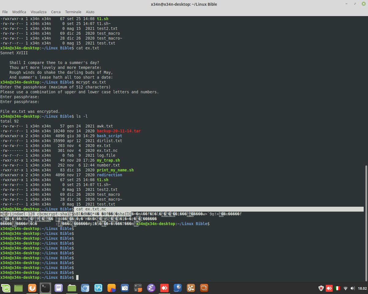 ivanonatalini68's tweet image. Linux Encryption  with command &apos;mcrypt&apos;.
An example.

#mcrypt  #linux #cybersecurity #ethicalhacking #hacking #encryption #cryptography