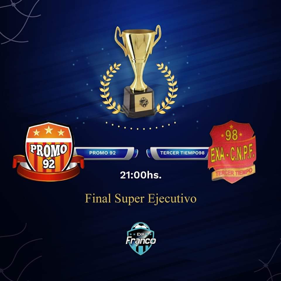 ¡La gloria solo será para uno! 🏆

Llegamos al momento cumbre, al mejor día del año, el partido más importante🔥 🔥 🔥 

🥰⚽ Vayan preparando el traje de gala porque hoy, gente maravillosa, se juega la Gran Final del Grupo Super Ejecutivo!

#FinalesExaFranco2021