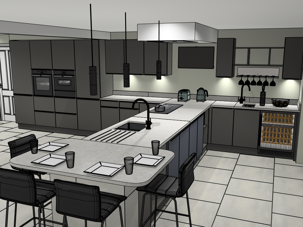 no ideas - if you have a 'Big #Kitchen' space??  Come &amp; see our experts-rely on our expertise! This #Malpas client in #Cheshire knocked 3 rooms into one..even got a 'Gin Bar' as part of unique #design service.  Come to the #Chester specialists for your #Bathroom or full #Kitchen.