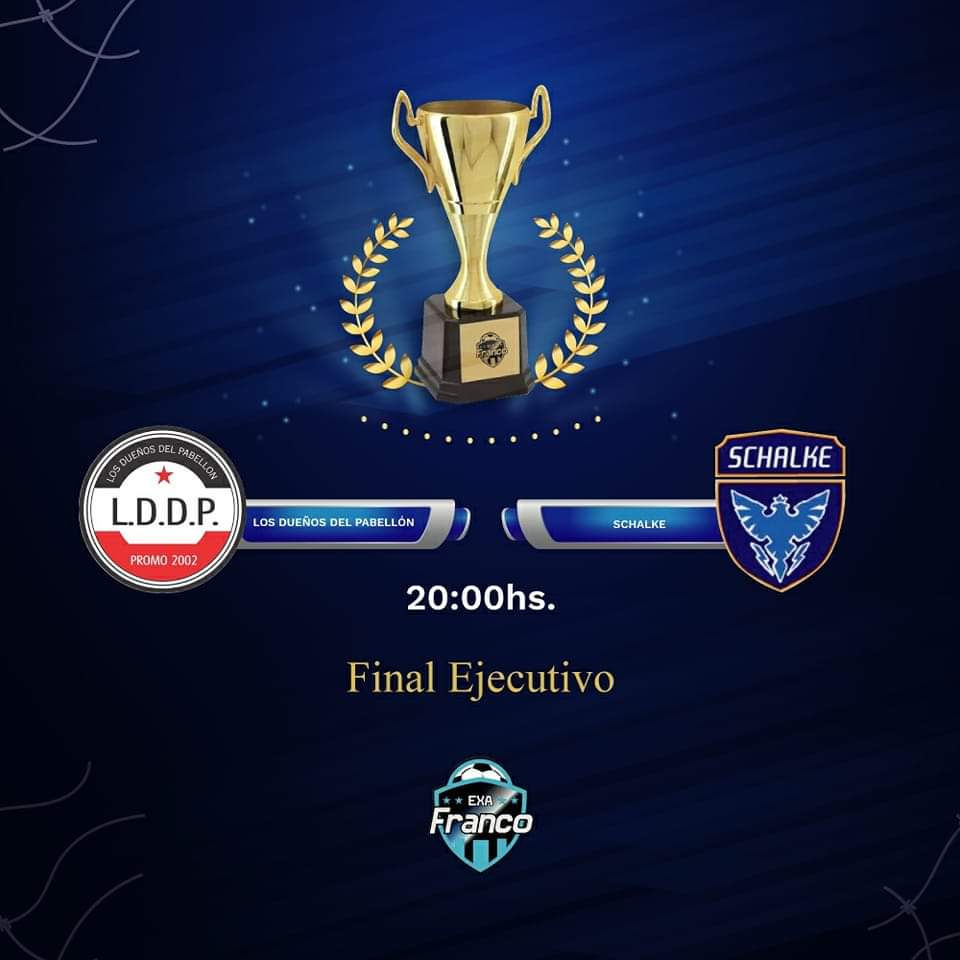 ¡¡¡Hoy es hoy!!!⚽⚽
La poderosísima final del Grupo Ejecutivo.👊🏆
¿Vas por los Dueños del Pabellón o por Schalke?

#FinalesExaFranco2021