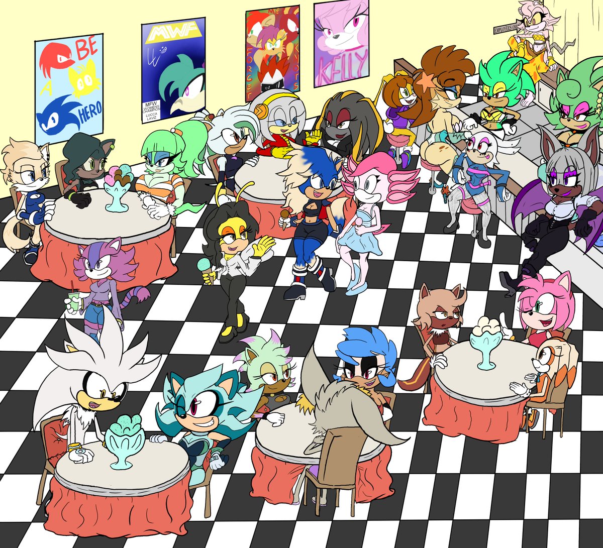 Took me a long time to really get this done and I know twitter will munch the quality but WHO CARES

Mint welcoming plenty of guests into her ice cream parlor!