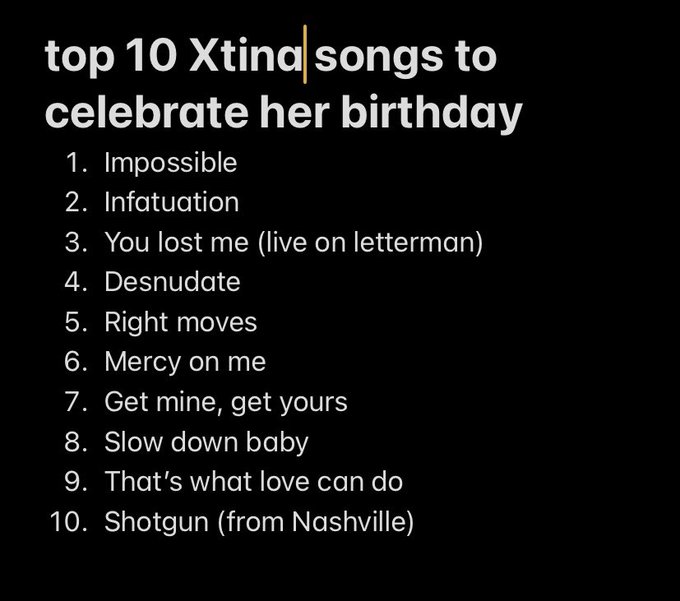 Here are my top 10 Christina Aguilera songs! Happy birthday  