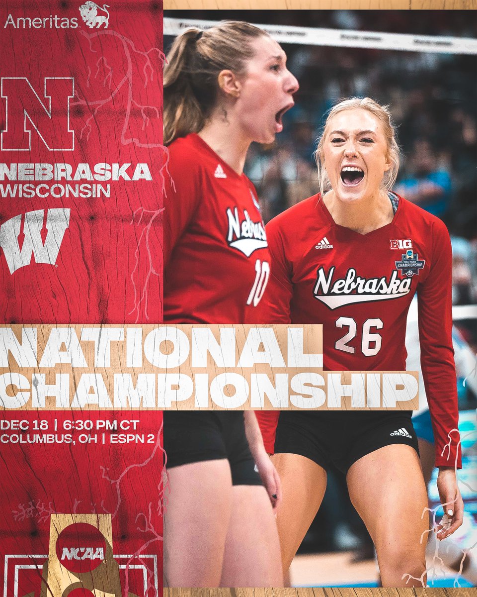 It's a good day to be great. 🌽: NCAA Championship 🆚: Wisconsin 🕡: 6:30pm CT 📺: ESPN 2 📍: Columbus, OH 📻: @HuskersRadio