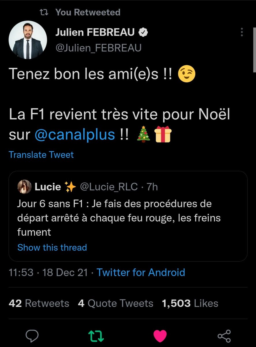 LeLabRacing's tweet photo. J'ai été citée par Julien Fébreau et likée par Pierre Gasly je peux mourir en paix merci à tous https://t.co/OGve9SJeRe
