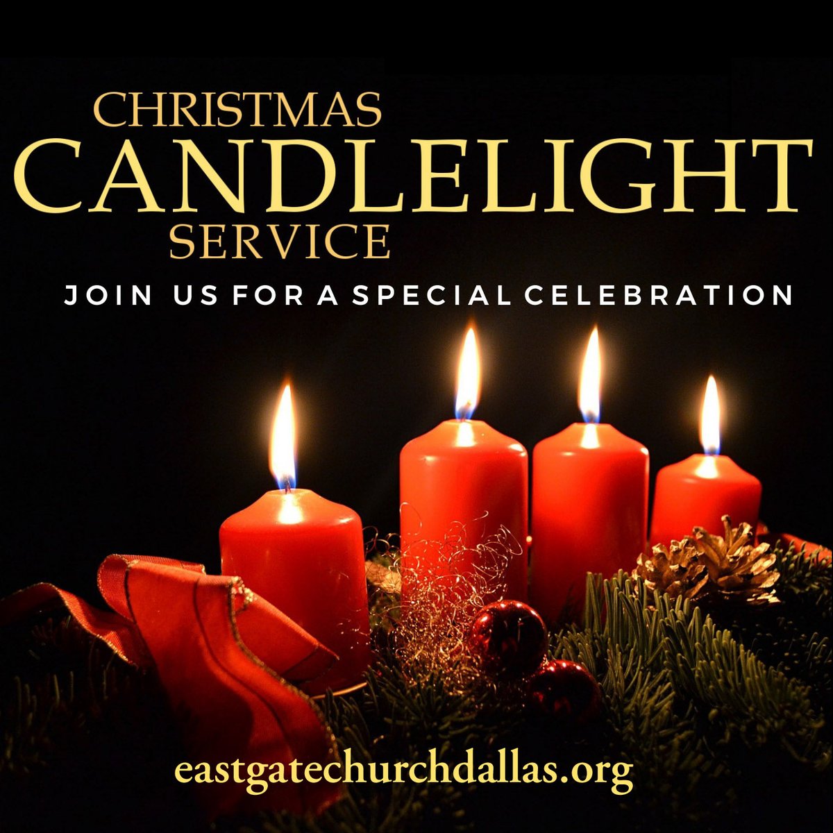 EGateDallas's tweet photo. We hope you will join us for our Christmas Candlelight Service on THIS Sunday. Experience all the sights and sounds of Christmas as we celebrate the birth of our Savior with powerful worship, a Christmas message from Pastor Youngand a candle-lighting finale. #weAREeg https://t.co/aYbfj6O07C