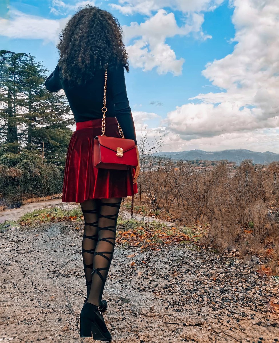 purshcollection's tweet photo. Velvet &amp; tights are a match made in winter heaven 🥰 Who is wearing red for Christmas next week?? (We are!)

📷 @ fofyalfo92 on IG

The Brenna bag is such a gorgeous accessory for this festive time. Vegan (PU) leather, velvet and gorgeous gold details.

https://t.co/JHkaSQZm5H https://t.co/xEhdWmRfPA