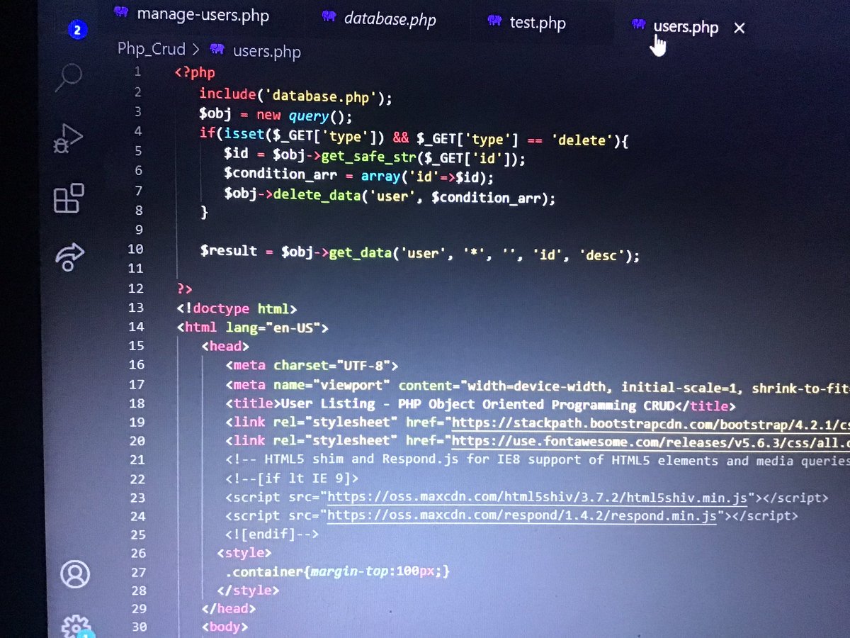 kc_shivendra's tweet photo. Day 13 — Completed my php CRUD project  #100DaysOfCode https://t.co/k5sNT8qNVr
