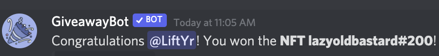 lazyoldproject's tweet photo. gratz to the winner! hope everyone get lucky next time! 
#NFT #NFTs #NFTGiveaway #NFTCommunity #NFTcollection #NFTGiveaways #NFTAirdrop #opensea #OpenSeaNFT #PolygonNFT https://t.co/Lby5PmXp9T