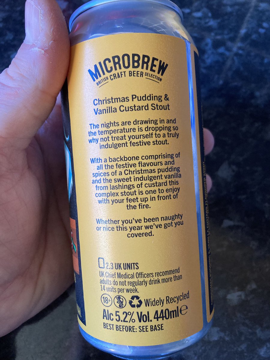 s77tux's tweet photo. #BeerForToday is taste-test of potential Christmas present… Microbrew Christmas Pudding &amp; Vanilla Custard Stout (5.2% ABV, 440ml) Spicy aroma; rich, dark appearance with light head; smooth mouthfeel, with sweet vanilla taste, followed by spicy aftertaste. #Slàinte #NowDrinking https://t.co/trqIbfjHQt