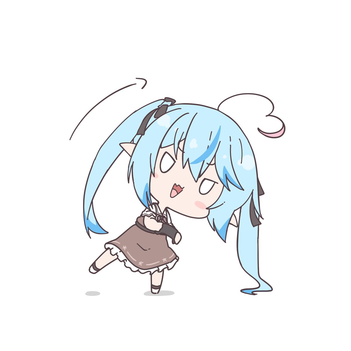 yukihana lamy 1girl solo dress pointy ears blue hair chibi ahoge  illustration images