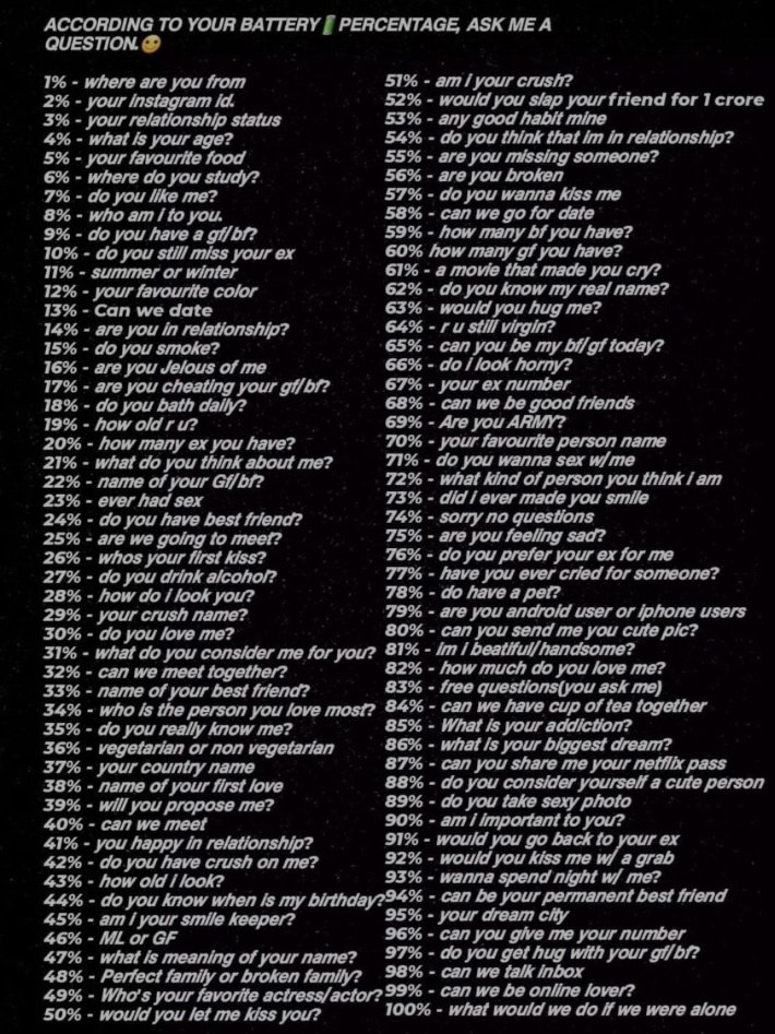 50 Questions About Me Instagram
