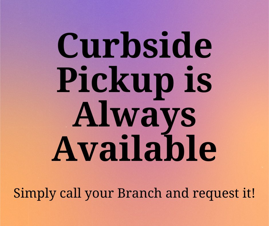 SpringwaterLib's tweet image. Not sure if you're comfortable coming into the Library with the increase in cases?
That's okay! We're still here for you.
Simply give us a call and request Curbside Pickup and we are more than happy to help ☺