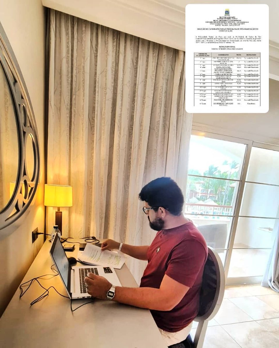 Patriciolima's tweet photo. Tinha tudo pra dar errado mas deu muito certo, inclusive, depois de uma prova em plena lua de mel...rs. Mestrado em comunicação da @ufpioficial, aí vou eu! #aprovação #mestrado #mestrando #ppgcom #felizdemais😍 https://t.co/rhpDxb2fYr