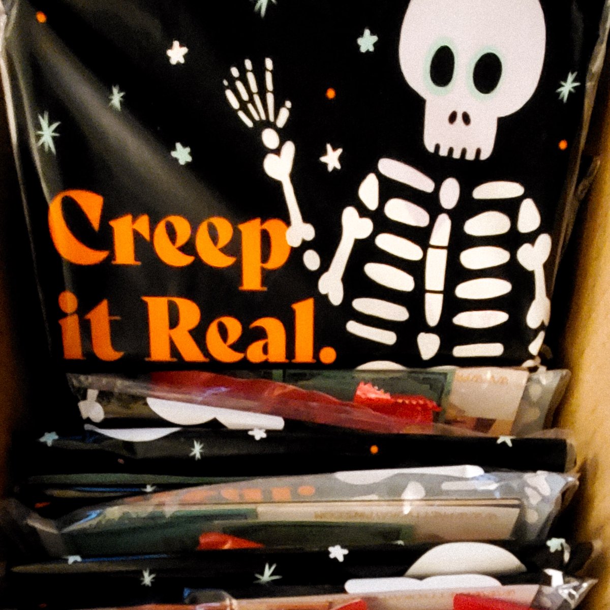 I bought a ton of discount Halloween bags I've been filling up with goodies from the store and candy! Going out with all orders before my mini break
GLTS orders also have some themed goodies hiding in theirs because being extra is fun
prettyokaypins.com