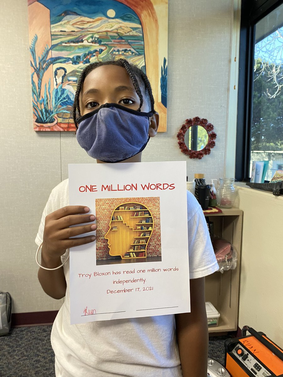 Great job Troy!  Read ONE MILLION WORDS!  Ms Hill you are a great motivator!