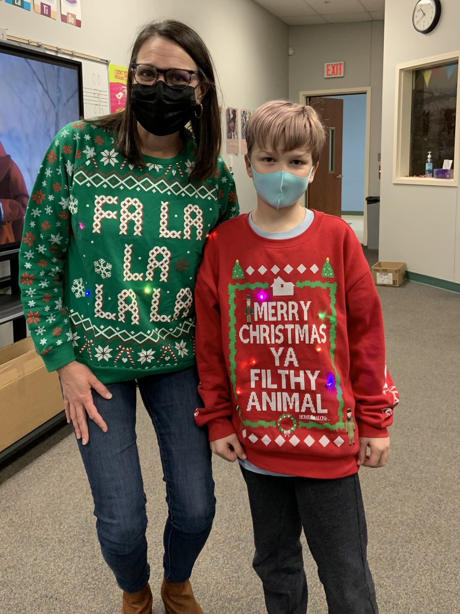 Festive Sweater day was fun on Thursday! Light-up sweaters are the best! Thanks <a href="/stovall_mrs/">Lori Stovall</a> and <a href="/CISKnights/">CIS Knight Nation</a> for a festive spirit week. Now to enjoy some much needed time off with family. ❤️💚 #kingsstrong #relate