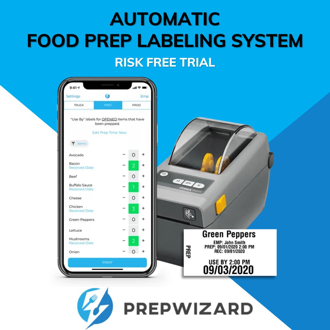 PrepWizardApp's tweet image. PrepWizard’s foodservice label printers are designed to be lightning fast. From wireless setup to automatic updates, you’ll quickly be on your way to bigger and better things. Request your risk-free trial today! #foodprep #labelingsystem