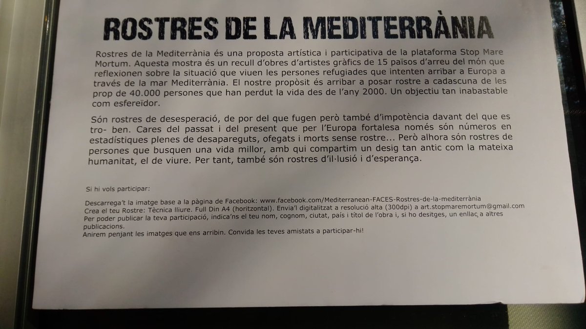 _AHCAMA's tweet photo. Magnífica forma de conmemorar el #18D #DiaInternacionalDeLasPersonasMigrantes Exposición #RostresdelaMediterrània #MedFaces x @stopmaremortum en el local de @avvelbesos1
Org x @FundacionCepaim #ViasLegales https://t.co/xq6fF4Nf7U