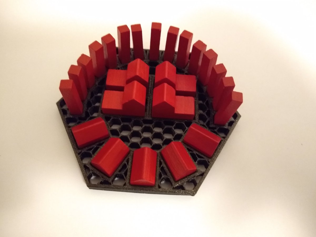DrLizBish's tweet photo. Today's #CADvent (Day 18) was with help from @DrChrisPurssell - a piece holder for Catan playing pieces, to stop them going all over the place! #boardgames #3dprinting #Advent #Christmas #Design https://t.co/d6b4Inmrn3