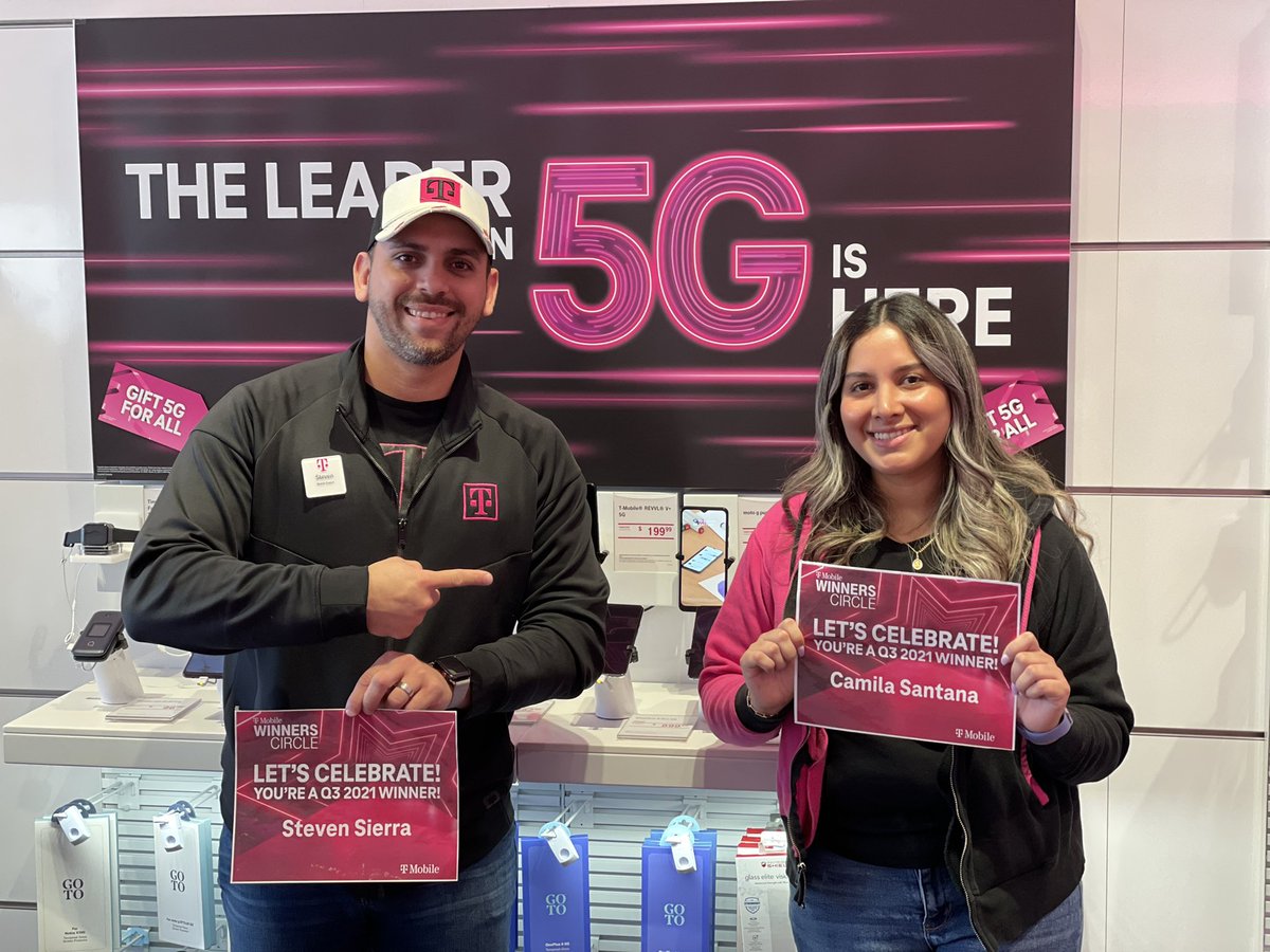 All the praise to these two incredible Experts!Congratulations to <a href="/stevenjsierra1/">Steven Sierra</a> <a href="/Camilalsm96/">Camila Santana</a>  on Q3 Winners Circle! Thankful to have them on our team at The Wave🌊 #NotSurprised #TMobile