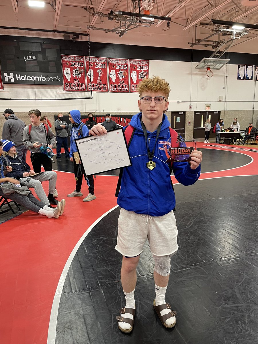 DCHSWR's tweet photo. Matt Impastato is your Stillman Valley Holiday Invite 145 lbs. Champion! He was also named the lower weights OW  of the tournament! @impastato_matt @goDCHSathletics https://t.co/Axh2TXE7aY
