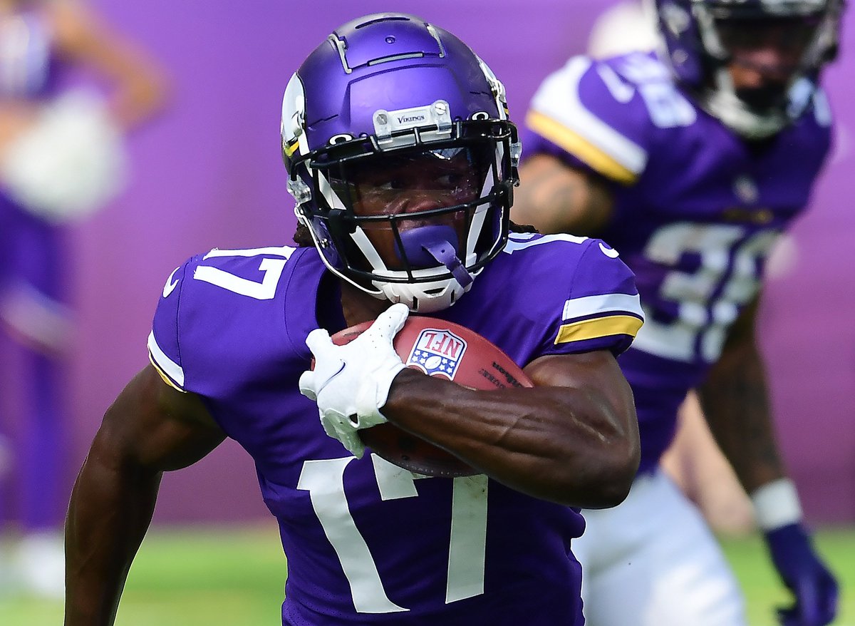 YMBM25's tweet photo. #FantasyFootball Lineup Alert ⚠️ Not looking good for Adam Thielen for Sunday... KJ Osborn looks set for another start. #FFPlayoffs https://t.co/qXPEt4moIf