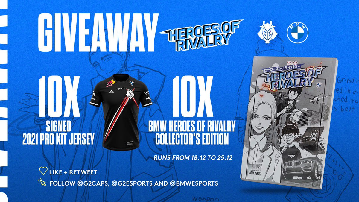 Giving away a few signed jerseys and exclusive #HeroesOfRivalry copies for the holidays 😌

- Like + RT
- Follow me, @G2Esports and <a href="/BMWEsports/">BMW Esports</a>!