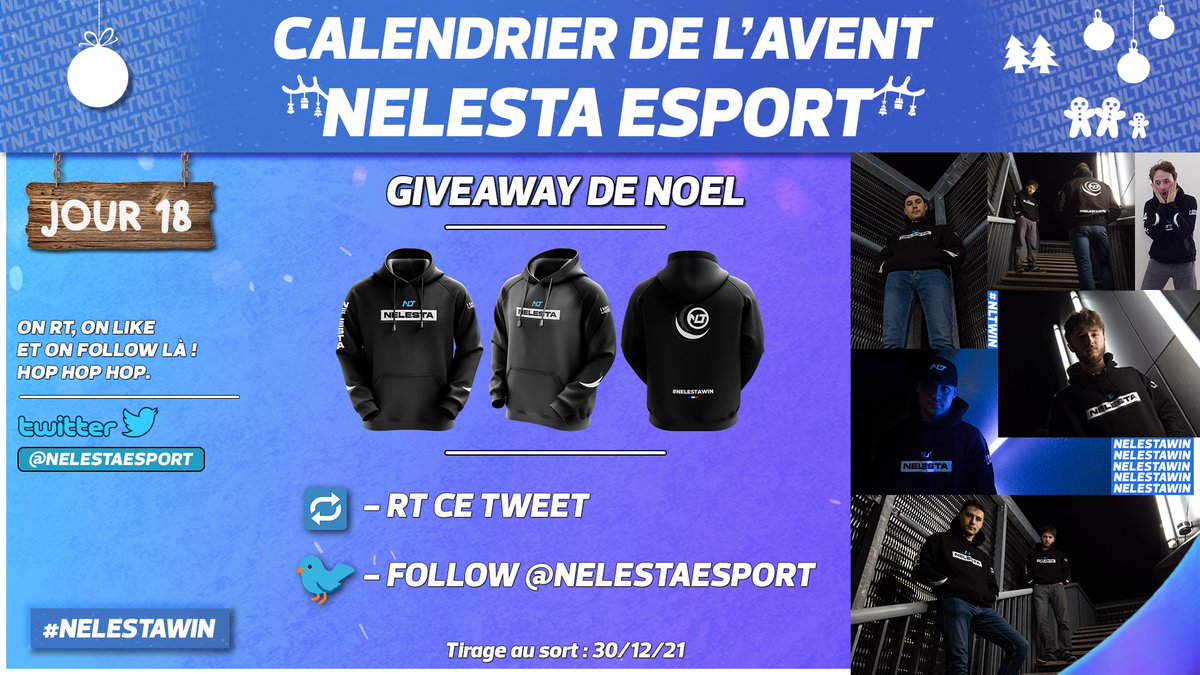 NelestaEsport's tweet image. ❄️ #AventNLT ❄️

Première case, il fallait bien commencer par 𝙪𝙣 𝙘𝙖𝙙𝙚𝙖𝙪, non ? 🎁

On vous fait gagner dans ce #giveaway un hoodie Nelesta pour affronter l'hiver ! 🥶

🔁 : RT ce tweet
🐦 : Follow @NelestaEsport

#NELESTAWIN 💙💜 #GIVEAWAY