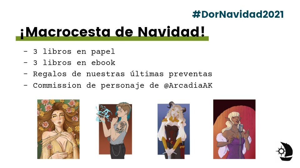 EdicionesDorna's tweet image. El 1er premio, la gran macrocesta, incluye 3 libros en papel a elegir, otros 3 libros en ebook, merch de la editorial y una commission del personaje que quieras hecha por la maravillosa @ArcadiaAK 🥰  ¡Anunciaremos a les ganadores la semana del 10 de enero! ¡A participar! 👏