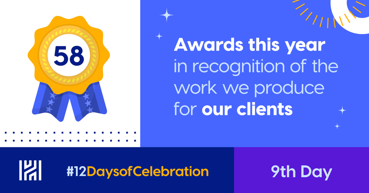 thehatchergroup's tweet photo. The Hatcher Group has received 58 awards this year (so far) recognizing the work we produce for our clients. We are proud to collaborate with our clients every day to advance their important missions! #12DaysofCelebration #Hatchtag https://t.co/VVuxl2J4GN